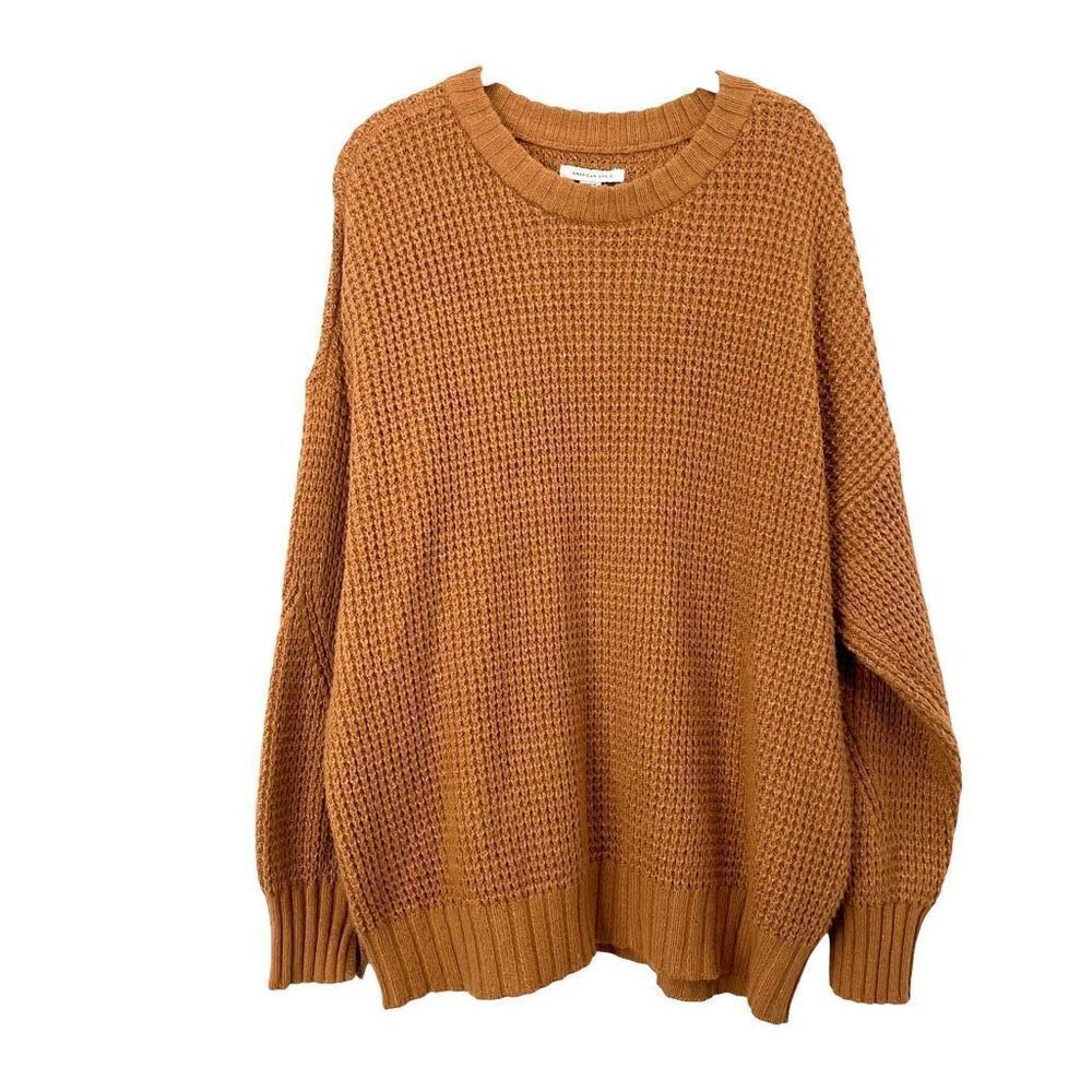 American Eagle unisex chunky oversized knit sweater Size M caramel camel brown